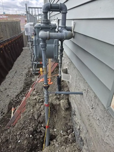Gas meter and line routing by PeakFlow Plumbing Calgary